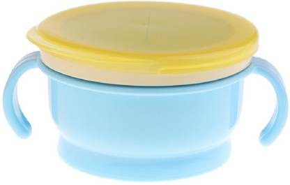 SYGA Baby Feeding Bowl Snack Catcher Cup Safe Container Traveling Double Handle Plastic Bowl (Blue)  - Plastic