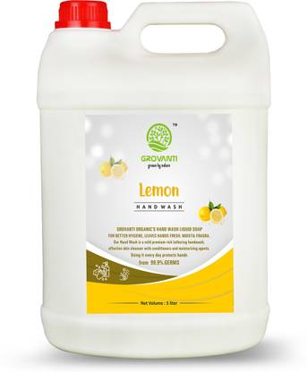 GROVANTI ORGANIC Lemon HandWash LIquid |Germs Protection|Refill Pack|5Liter Hand Wash Can  (5 L) at Rs. 324