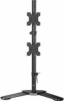 Gadget Wagon 13-27 "Dual LED LCD Monitor Stand Up Free-standing Desk Mount Extra Long 31.5 Inch Pole Heavy Duty Fully Adjustable Stand Vertical Array For 2 / Two Screen Desk Mount Monitor Arm