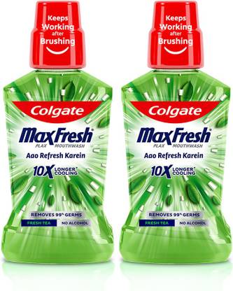 Colgate Maxfresh Plax Antibacterial Mouthwash, 24/7 Fresh Breath with Natural Tea Extracts - Fresh Tea