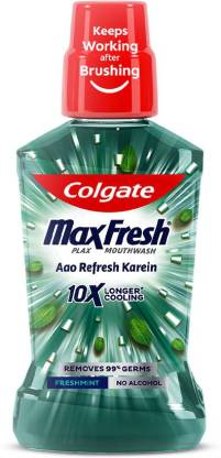 Colgate Maxfresh Plax Antibacterial Mouthwash, 24/7 Fresh Breath - Fresh Mint