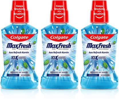 Colgate Maxfresh Plax Antibacterial Mouthwash, 24/7 Fresh Breath - Pepper Mint