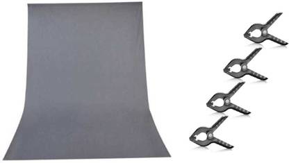 BOOSTY 8 x 12 FT Grey Backdrop Photo Light Studio Photography Background with CARRY BAG + 4pcs Backdrop Support Spring Clamp Reflector