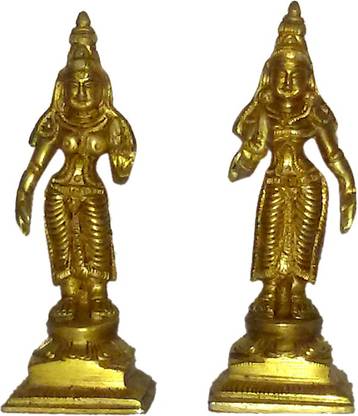 B H A R A T H A A T Brass Goddess Riddhi Siddhi Devi Maa Idol Statue Murti Showpiece (3 x 1.3 x 3.5 inches) Decorative Showpiece  -  8.89 cm