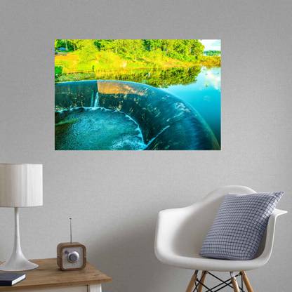 WALL GURU 30.48 cm Beautiful Waterfall HD Wall | Wall Covring Size 12 inch X 18 Inch | Multicolor Self Adhesive Sticker