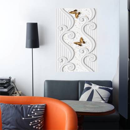 WALL GURU 60.96 cm Abstract Beautiful Butterfly With White Background HD Wall Poster | Wall Covring Size 24 inch X 36 Inch | Multicolor Wall Poster Self Adhesive Sticker
