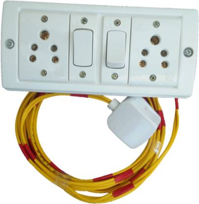 VKV Extension board with 8 meter , 1mm, 2 core ,copper cable and 6A , 3 pin plug, 2- 6A socket, 2- 6A switch. 2  Socket Extension Boards
