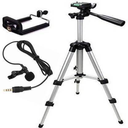 utkrist 3110 Mobile Phone & Camera Stand Holder Tripod Kit with Collar Microphone Kit Tripod Kit