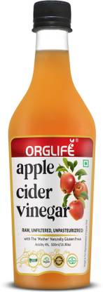 ORGLIFE Apple Cider Vinegar (ACV) with Probiotic Mother | Raw, Unfiltered, Unpasteurized - 500ml Vinegar