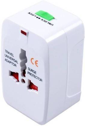 Timyka Dual USB Charger with Universal 2 Pin & 3 Pin Plug Socket Worldwide Adapter 10A, Indian Pin Plug (White) 2 Way Wall multiplug Universal with Two USB Port Worldwide Adaptor