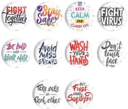 dhcrafts White Pandemic Positive Quote Fridge Magnet Pack of 10