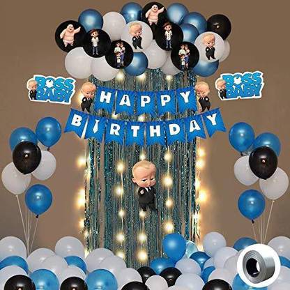 Prihit Boss Baby Theme Decorations Combo Set With Fairy Led Light - 53Pcs