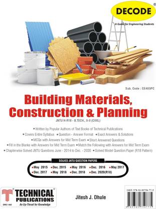 Decode Building Materials, Construction & Planning for JNTU-H 18 Course (II - II - Civil - CE403PS)