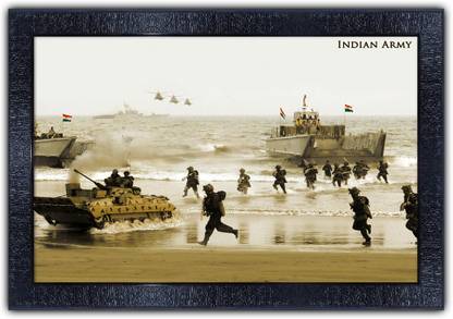 Poster N Frames 324-MOTIVATIONAL QUOTES indian army with Wooden Synthetic Frame Digital Reprint 13.5 inch x 19 inch Painting