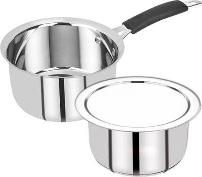 BERGNER Essential Stainless Steel 14 cm Cookware Set - SaucePan, Tope with Lid 1.3 L, 1 L capacity 14 cm, 16.5 cm diameter