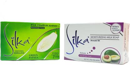 SILKA Moisturizing Milk Avocado Oil Whitening Soap With Green Papaya Herbal Face and Body Whitening Soap