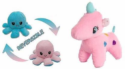 Miscue High quality Soft Plush Stuff Toys in Low Budget Combo of 2 Octopus and Unicorn Kids Gift Return Gift  - 25 cm