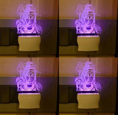 3D Lord Shiva LED Plug & Play Wall Lamp,Pack Of 4 Night Lamp