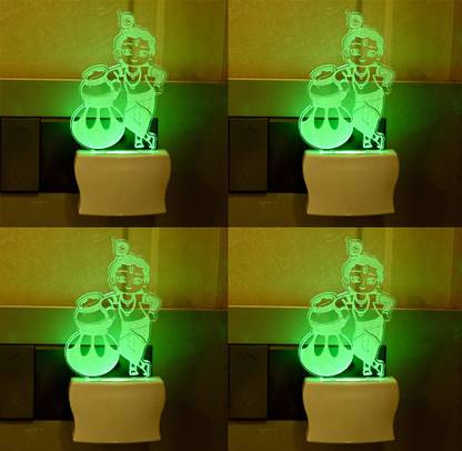 AFAST Natkhat Kanha With Matki 3D Illusion LED Plug & Play _LED12_FG20 Night Lamp