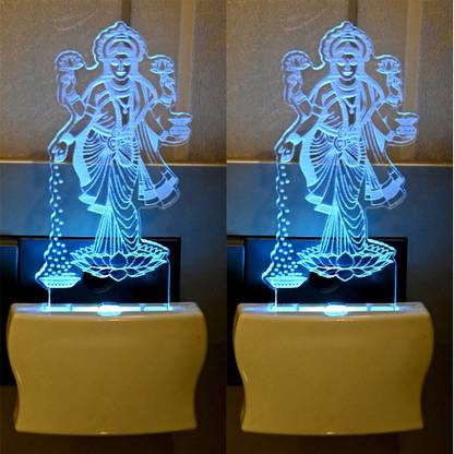 AFAST Goddess Of Wealth Maa Laxmi 3D Illusion LED Plug & Play _FG119 Night Lamp