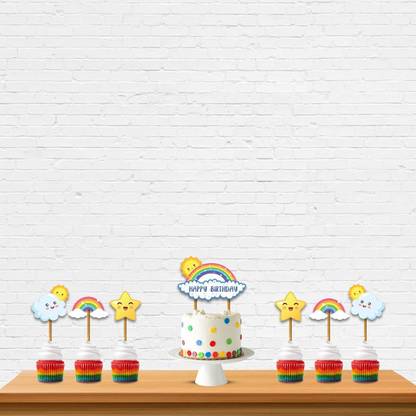 Festiko TM Happy Birthday Rainbow theme Cake Topper