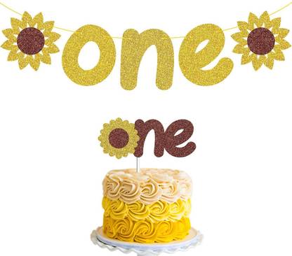 Festiko TM 1st Birthday Golden Sunflower Cake Topper