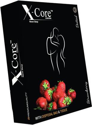 X-Core Strawberry Flavour 3s each of condoms box of 5 Lubricated Condoms Flavored Dotted Condoms Condom