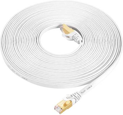 Fedus LAN Cable 5 m Cat7 Ethernet Cable, High Speed Flat RJ45 Lan cable Cable 10 Gigabit 600MHZ Patch/LAN Network Cable to Computer for Gaming, Modem, Router, LAN ADSL (5 Meter Cable,White)