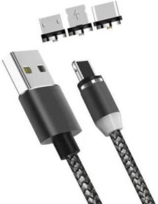 CRORA Magnetic Charging Cable 1 m H30L_30H_3IN1 Magnetic Cable Mobile Phone Charging Cables||Micro USB Type C Charger LED Magnetic Cable ||Type C Micro USB Magnetic Charging Cable||All Android And ISO 30 m USB Type C Cable