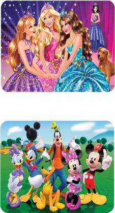 nik city store Superb barbie with Mickey mouse printed mouse pad | game printed mouse pad | mouse pads for boys Mousepad | pack of 2 Non Slip Base Mousepad
