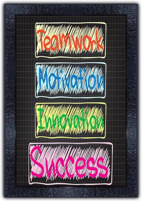 pnf 63-MOTIVATIONAL QUOTES teamwork motivation innovation success. with Wooden Synthetic Frame Digital Reprint 19 inch x 13.5 inch Painting