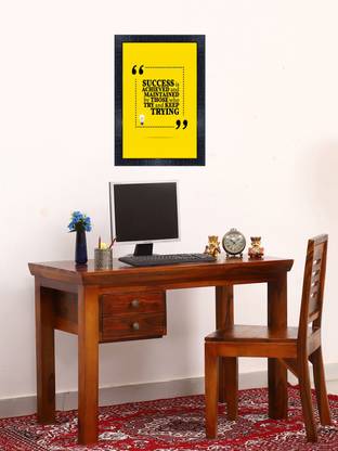 pnf 533-MOTIVATIONAL QUOTES success is a chieved and maintained by those who try and keep trying with Wooden Synthetic Frame Digital Reprint 19 inch x 13.5 inch Painting