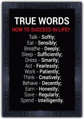 pnf 1187-MOTIVATIONAL QUOTES true words with Wooden Synthetic Frame Digital Reprint 19 inch x 13.5 inch Painting