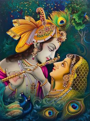 Radha Krishna HD Wallpaper on Art Paper Fine Art Print