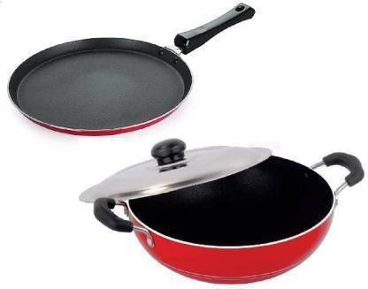 Clutch Elegant cookware combo of tawa and kadai. Non-Stick Coated Cookware Set
