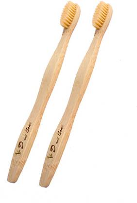 kd and sons 2 pcs combo pack of 100% organic bamboo toothbrush with soft natural bambooo bristles for a healthier gum (biodegradable & BPA free) Ultra Soft Toothbrush