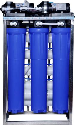AquaDart 100 LPH commercial RO + UV water purifier Plant 100 Liter Per Hour Blue Stainless steel With Auto Shut Off + TDS Adjuster {100 Litre} Solid Filter Cartridge