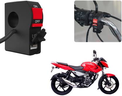 Selifaur C20 - Bike Headlight On/Off Switch Button Signal Light Switch with USB Charging Port Applicable For Pulsar 135 LS 2 A Bike Mobile Charger