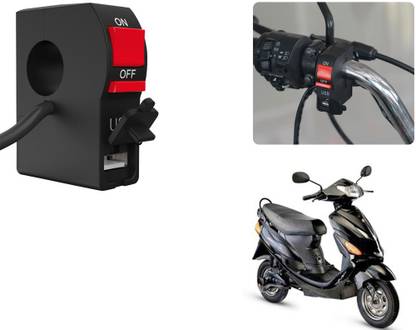 Selifaur C39 - Bike Headlight On/Off Switch Button Signal Light Switch with USB Charging Port Applicable For Electric Wave 2 A Bike Mobile Charger