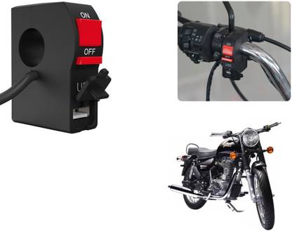 Selifaur C195 - Bike Headlight On/Off Switch Button Signal Light Switch with USB Charging Port Applicable For Royal Enfield Bullet Electra EFI 39 2 A Bike Mobile Charger
