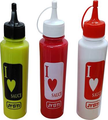 FAAS Empty Refillable Dispenser for Sauce Oil Ketchup (White ,Red ,Green) 250 ml Bottle