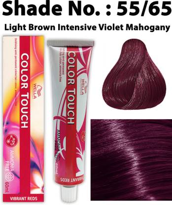 Wella Professionals Color Touch Vibrant Reds Oxidising Semi-Permanent Ammonia Free Creme Hair Colour 55/65 Colorant Tube 60ml , Light Brown Intensive Violet Mahogany