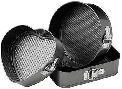 MF STORE Cake Baking tins/pan/Trays Moulds with Removable Base Can be Used Microwave Oven (Set of 3) Kitchen Tool Set