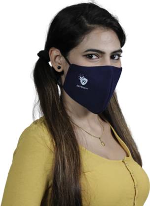 DEFEND99 Self Sanitizing 3 Layer Reusable Washable Adjustable Face Mask For Men Women – Navy Blue - Pack of 2 Cloth Mask
