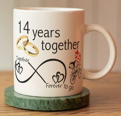 Rosemelt Happy 14th Marriage Anniversary 14 years love Fourteen Wedding Anniversary Gift For Him And Her" "14th Year Relationship mug" "14 Years Of Love Celebration" "Best Anniversary Gift" "14th Anniversary For Husband & Wife" 14th Year Complete In A True Relationship" Best Gift For A True Love Ceramic Coffee Mug