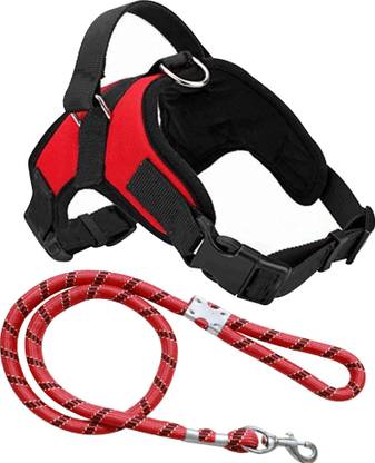 SAWAY Saway Export Quality Dog RED NECK & CHEST STRIP HARNESS LARGE RED ROPE Dog Training Harness