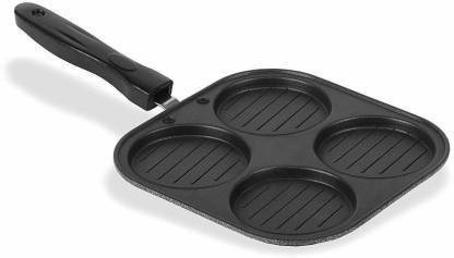 LOOT-LEY Nonstick Grill Mini Uttapam Tawa/Multi-Snack Maker 4 in 1 (Black) - Mini Pancake Maker, Mini Crepe pan, Idli pan, Pancake Moulds Pancake Pan Grill Pan 19.5 cm diameter with Lid 0.5 L capacity