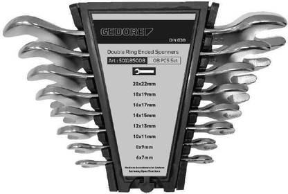 Gedore Germany Carbon Steel Double Ended Open Jaw Spanner Set (Pack of 8) Carbon Steel Double Ended Open Jaw Spanner Set (Pack of 8) Double Sided Open End Wrench