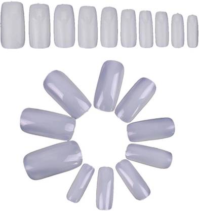 FStyler Artificial Nails Natural White Square Shape | Finger Nail Extension Tips 500pc Natural White