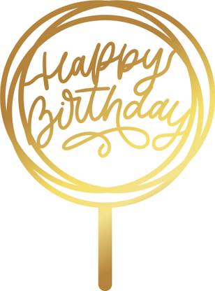Gautam The Designer Golden Cake Topper "Happy Birthday" Cake Topper